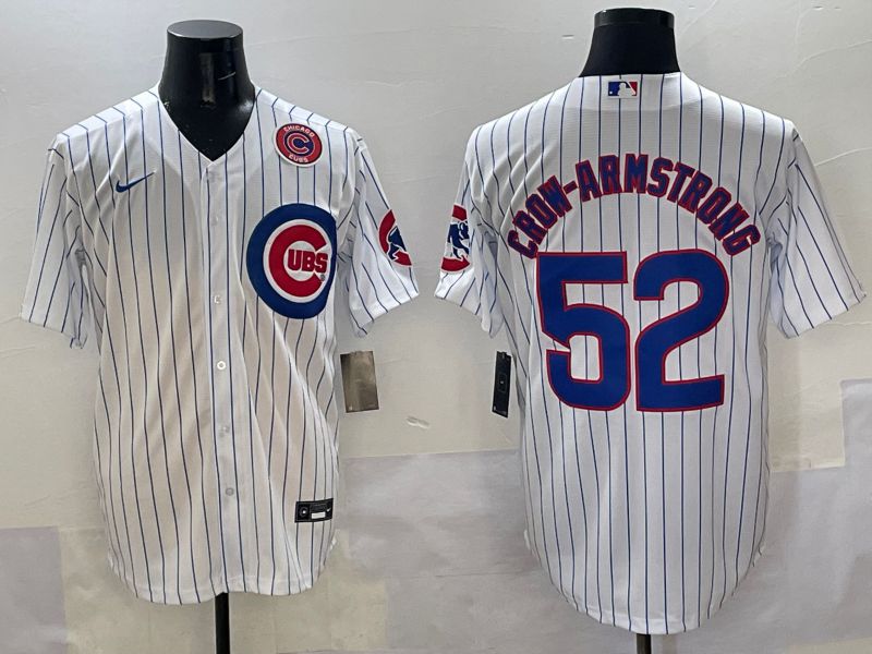 Men Chicago Cubs #52 Crow-Armstrong White Stripe Game 2025 Nike MLB Jersey style 5